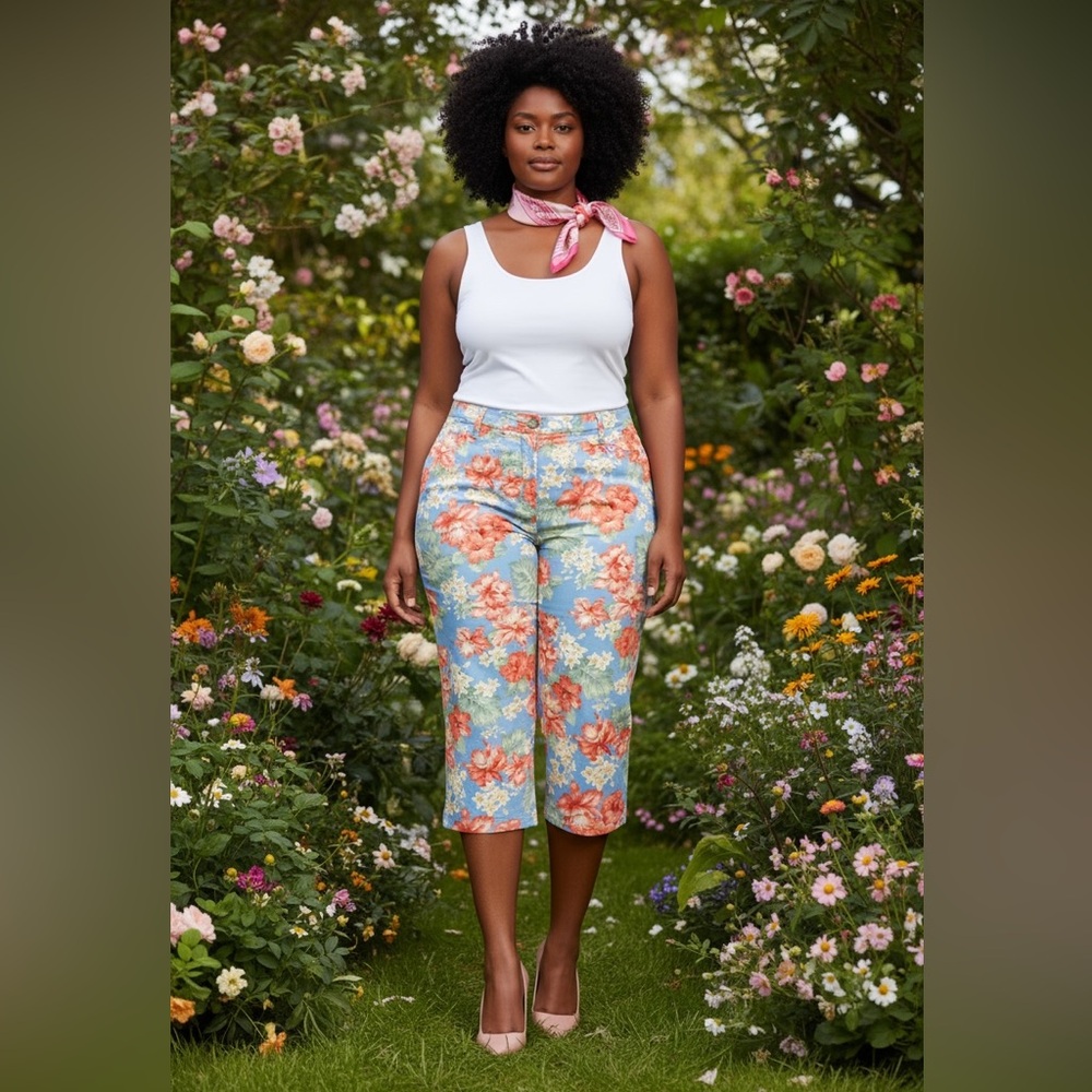 Jones NY floral cropped pants